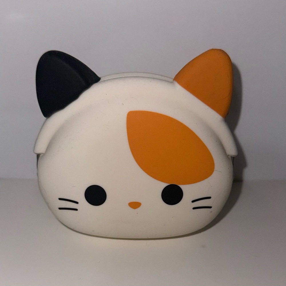 Black and Orange Cat Wallet Minimalist Design